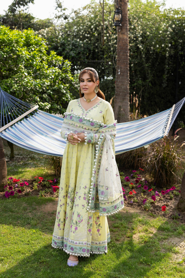 3PC LAWN EMBROIDERED SHIRT WITH NET EMBROIDERED DUPATTA AND TROUSER -728