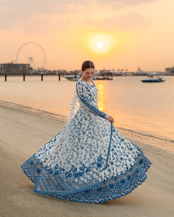 3PC UNSTITCH LAWN EMB SHIRT WITH NET EMB DUPATTA AND TROUSER-718