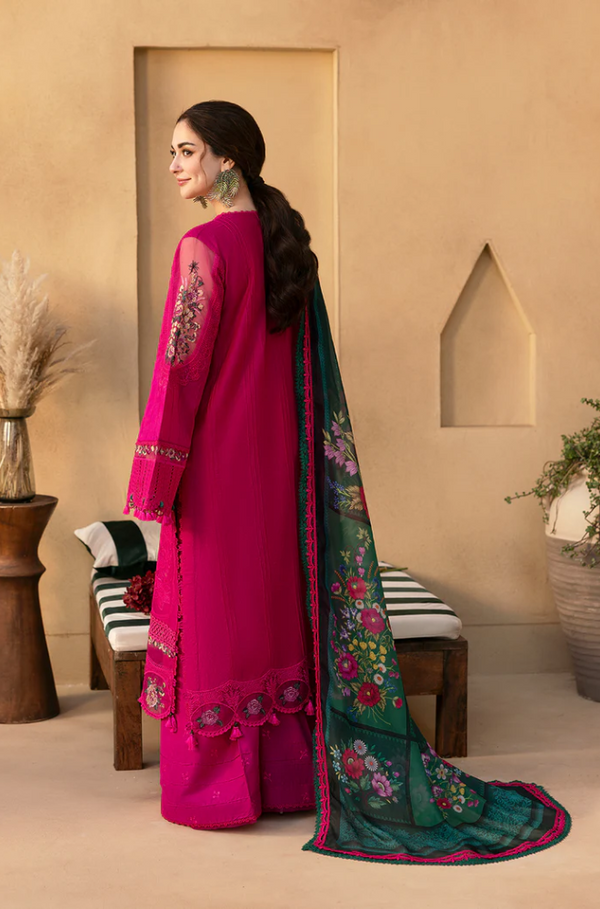 3PC Lawn Unstitch Embroidered Shirt With Digital Printed Jacquard Dupatta 708
