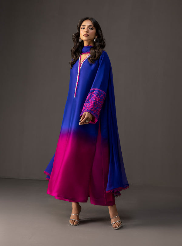 3Piece Unstitched Embroidered and Printed SIlk Suit 230
