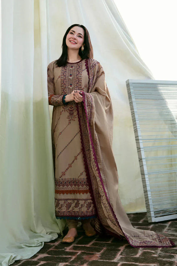 3PC DHANAK EMBROIDERED UNSTICHED SUIT FL-895