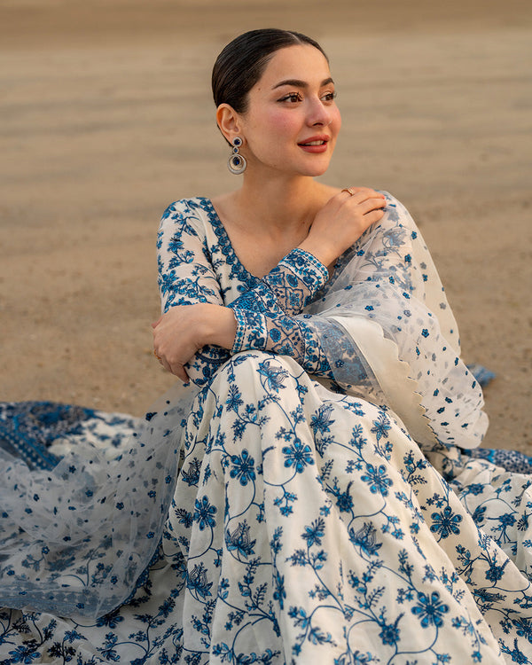 3PC UNSTITCH LAWN EMB SHIRT WITH NET EMB DUPATTA AND TROUSER-718