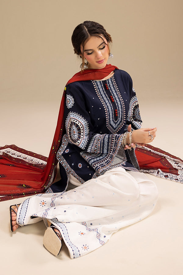 UNSTITCHED 3PC DHANAK EMBROIDERED SUIT 241