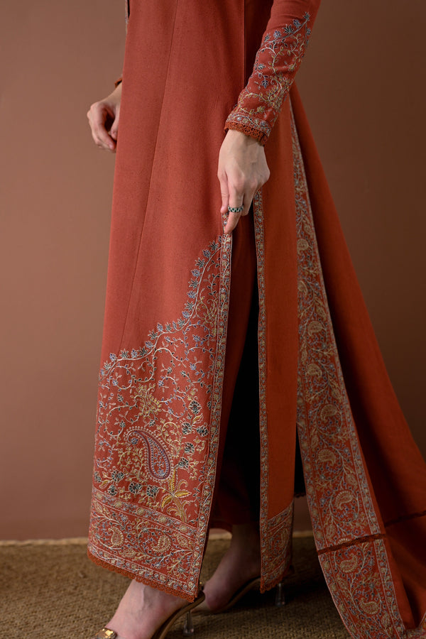 3PC UNSTITCH DHANAK EMBROIDERED SHIRT WITH DHANAK EMBROIDERED SHAWL AND TROUSER- 679