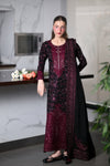 ZAIB-3PC DHANAK EMBROIDERED SHIRT WITH DHANAK EMBROIDERED SHAWL AND TROUSER-63