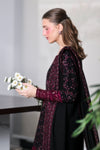 ZAIB-3PC DHANAK EMBROIDERED SHIRT WITH DHANAK EMBROIDERED SHAWL AND TROUSER-63