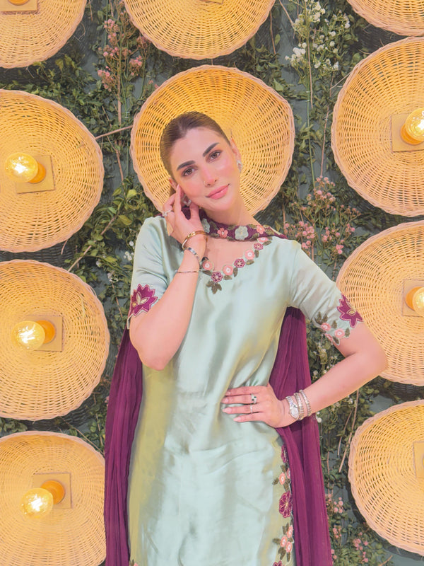 Luxury Silk 3 Piece Unstitched Suit 735