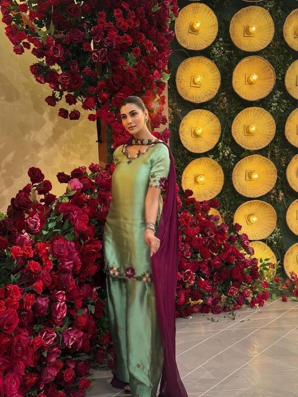 Luxury Silk 3 Piece Unstitched Suit 735