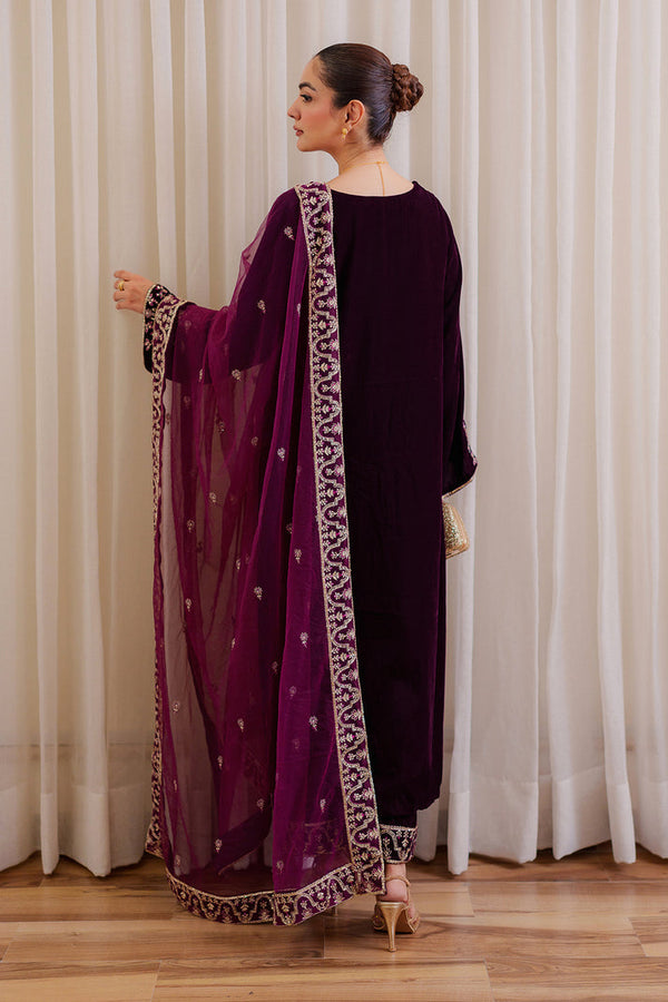 VELVET 3PC EMBROIDERED WITH CHIFFION EMBROIDERED DUPATTA-65