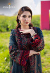 3PC UNSTITCH DHANAK EMBROIDERED SHIRT WITH DHANAK EMBROIDERED SHAWL AND TROUSER - 677