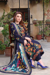 3PC UNSTITCH DHANAK EMBROIDERED SHIRT WITH COURTRAI PRINTED SHAWL & TROUSER - 676