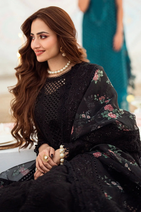 3PC LAWN EMBROIDERED SHIRT WITH COTTON NET PRINTED EMBROIDERED DUPATTA AND TROUSER -520