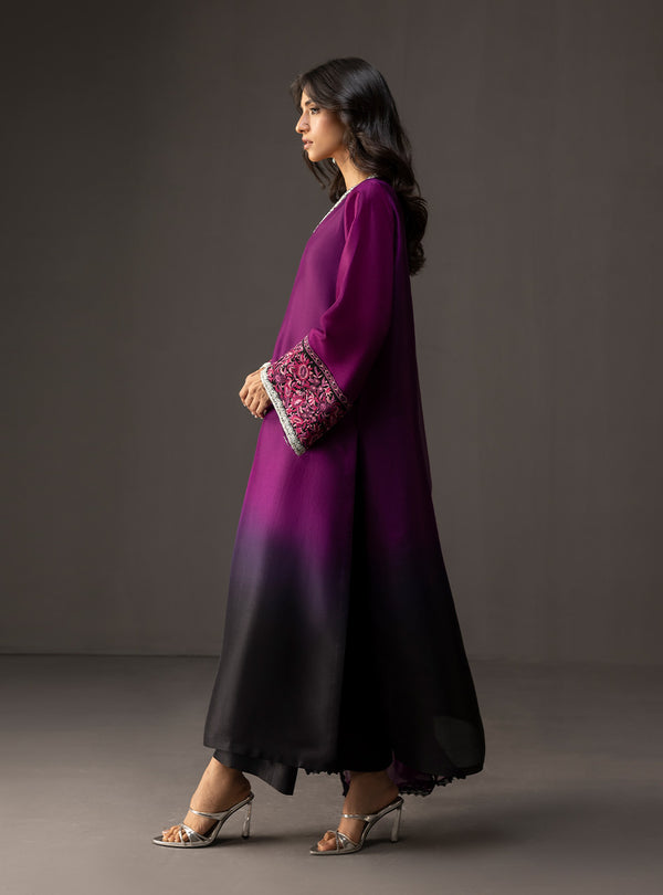 3Piece Unstitched Embroidered and Printed SIlk Suit 226