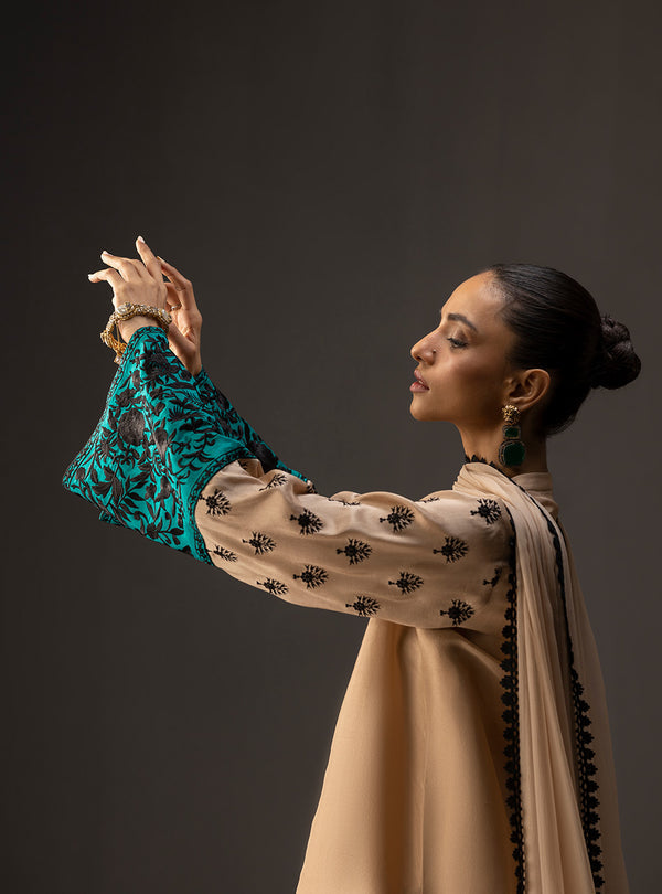 3Piece Unstitched Embroidered and Printed SIlk Suit 229