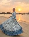 FAIZA SAQLAIN3PC LAWN EMBROIDERED SHIRT WITH NET EMBROIDERED DUPATTA AND TROUSER V718