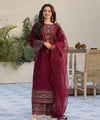 Lawn-3PC Embroidered Shirt with Organza Embroidered Dupatta- 1351