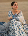 FAIZA SAQLAIN3PC LAWN EMBROIDERED SHIRT WITH NET EMBROIDERED DUPATTA AND TROUSER V718