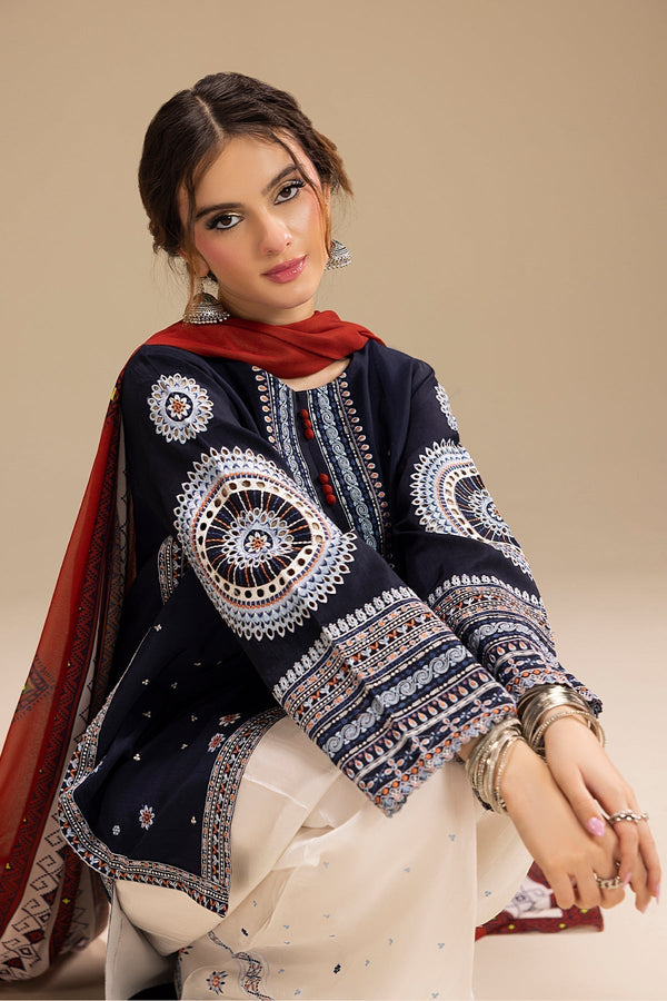 UNSTITCHED 3PC DHANAK EMBROIDERED SUIT 241