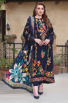 3PC UNSTITCH DHANAK EMBROIDERED SHIRT WITH COURTRAI PRINTED SHAWL & TROUSER - 676
