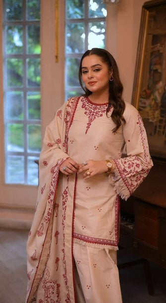 ANEELAS UNSTITCH DHANAK 3PC SUIT-46