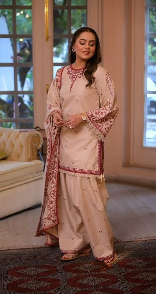 ANEELAS UNSTITCH DHANAK 3PC SUIT-46