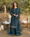 Lawn-3PC Embroidered Shirt with Organza Embroidered Dupatta- 1350
