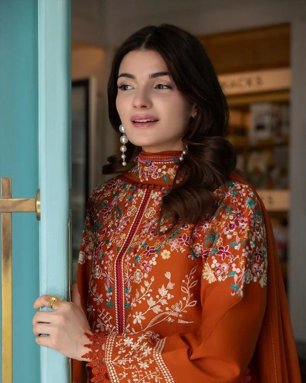 3PC EMBROIDERED DHANAK SUIT-47