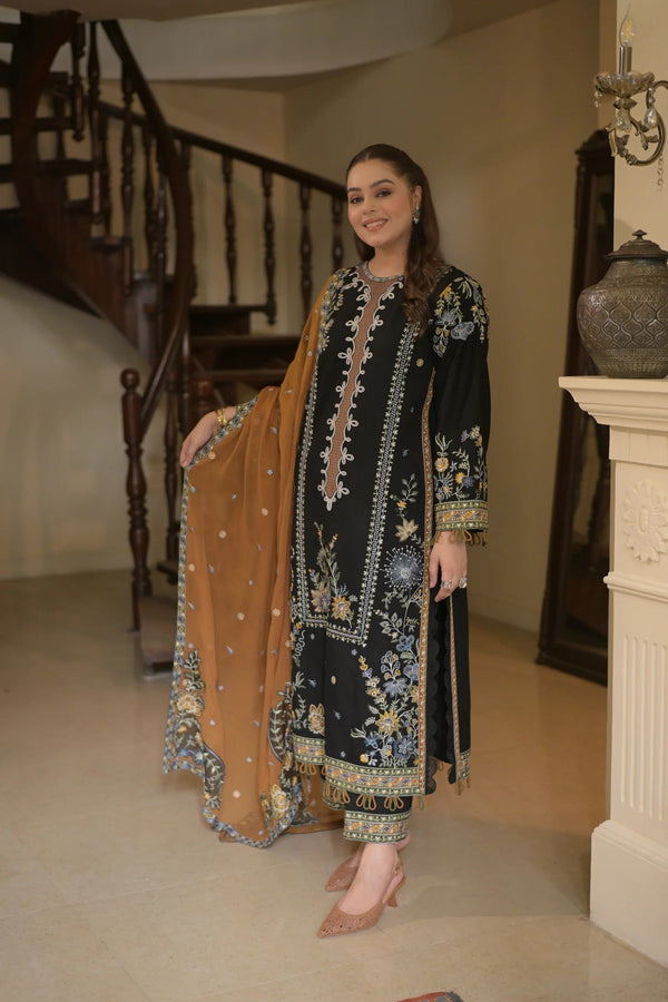 Aneelas Unstitched 3Pc Luxury Dhanak Emb Shirt Trouser -43