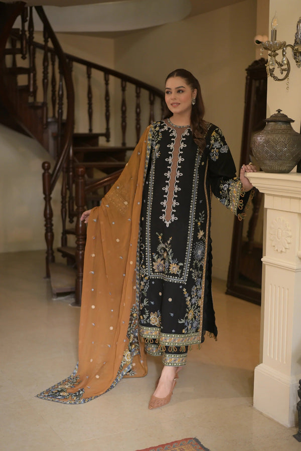 Aneelas Unstitched 3Pc Luxury Dhanak Emb Shirt Trouser -43