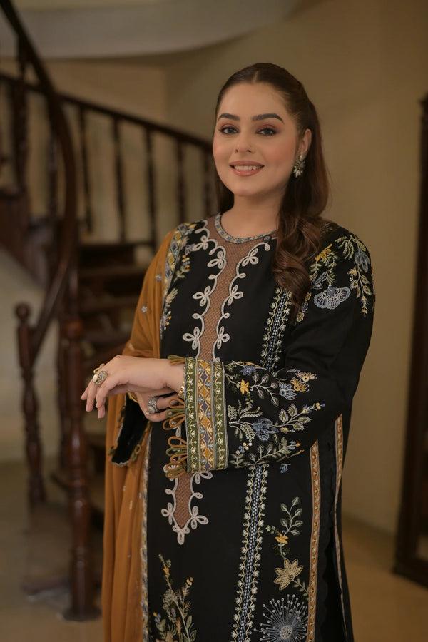 Aneelas Unstitched 3Pc Luxury Dhanak Emb Shirt Trouser -43