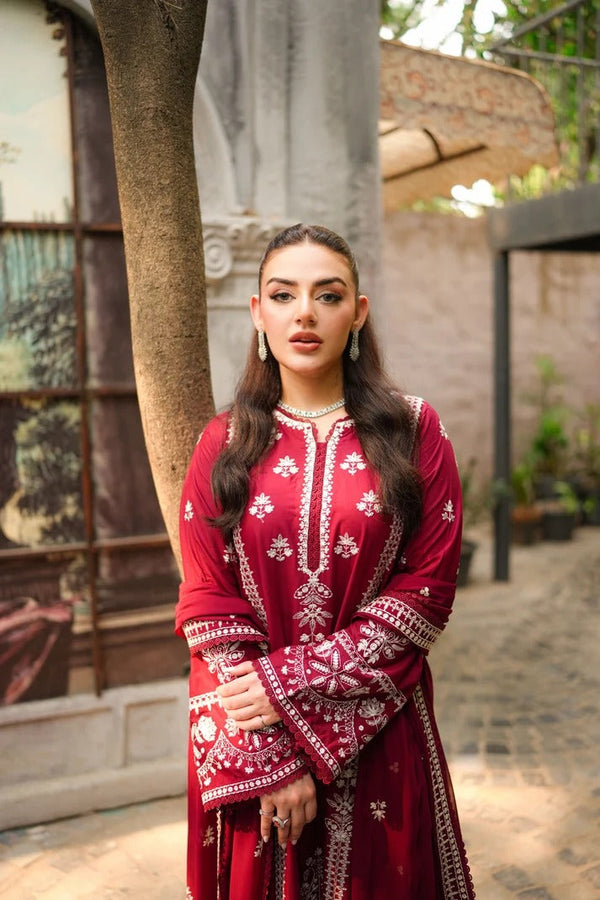 Aneelas Stitched Dhanak Emb 3pc Emb Chiffon Duppata –737