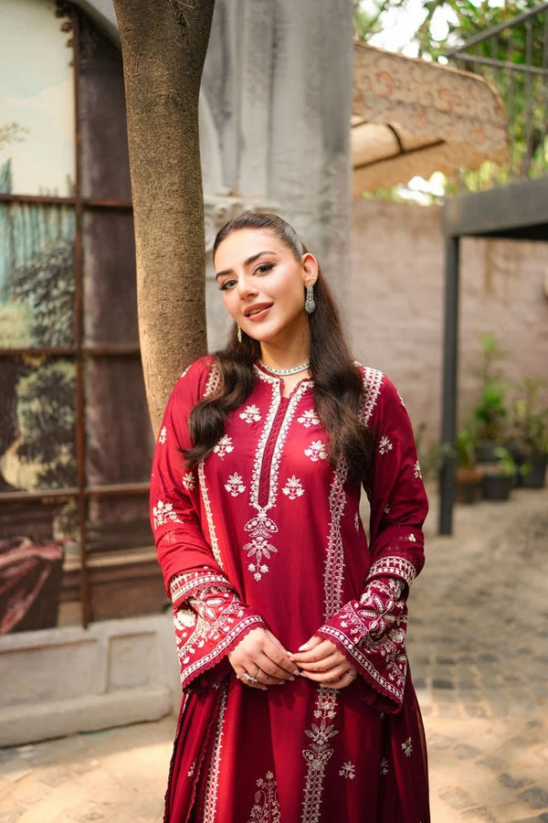 Aneelas Stitched Dhanak Emb 3pc Emb Chiffon Duppata –737