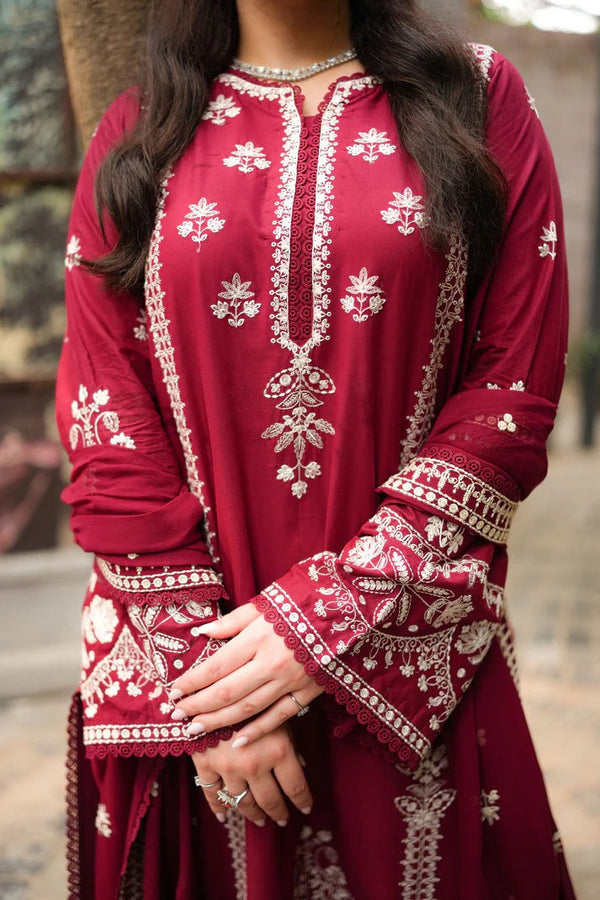 Aneelas Stitched Dhanak Emb 3pc Emb Chiffon Duppata –737