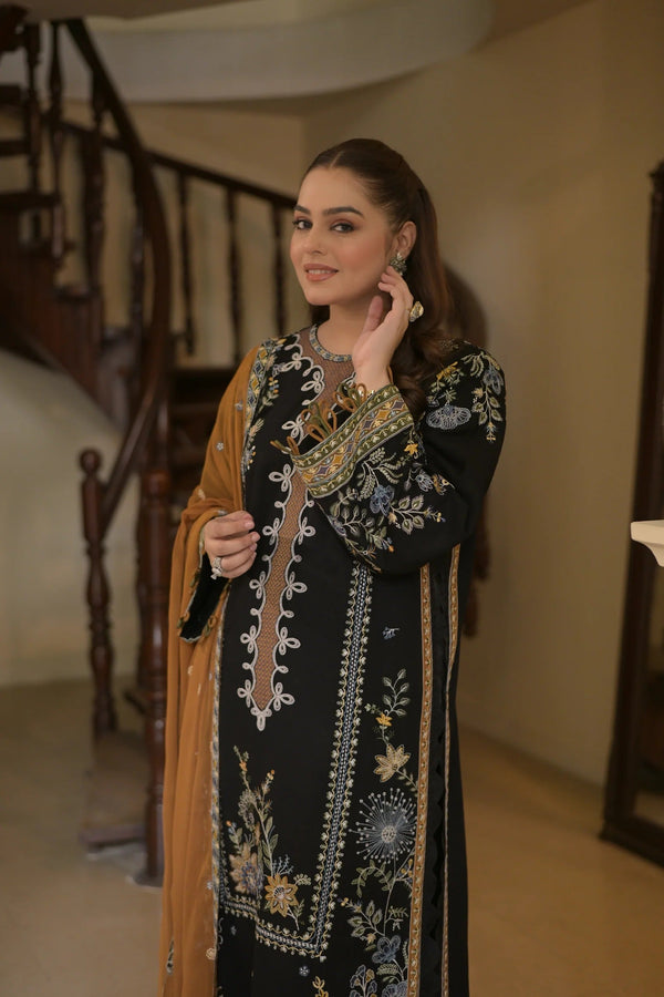 Aneelas Unstitched 3Pc Luxury Dhanak Emb Shirt Trouser -43