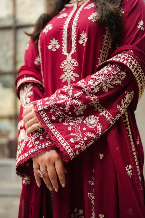 Aneelas Stitched Dhanak Emb 3pc Emb Chiffon Duppata –737