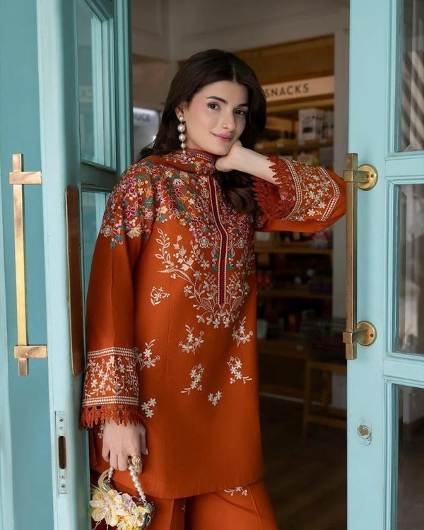 3PC EMBROIDERED DHANAK SUIT-47
