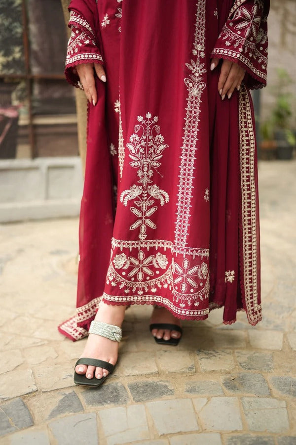 Aneelas Stitched Dhanak Emb 3pc Emb Chiffon Duppata –737