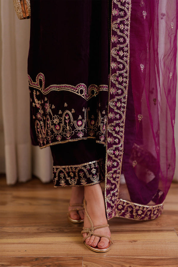 VELVET 3PC EMBROIDERED WITH CHIFFION EMBROIDERED DUPATTA-65